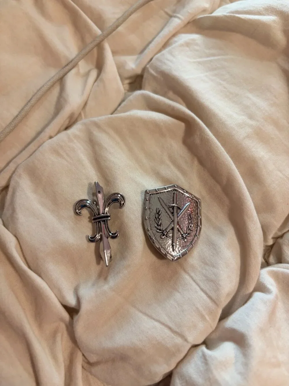 Free People Whimsigoth Medieval Sword Shield & Fleur-de-Lis Brooch Set
